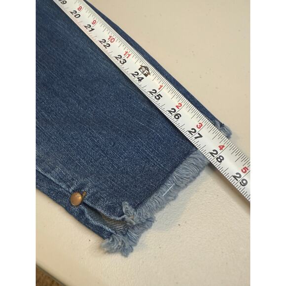 Judy Blue skinny fit jeans in blue denim with a frayed hem Size 16W - Picture 9 of 9